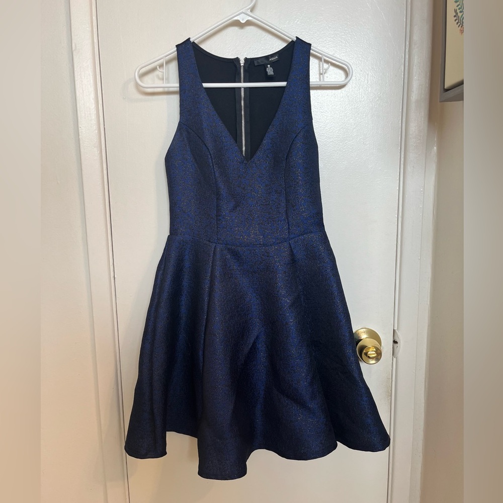 Aqua Black and Blue Textured Dress